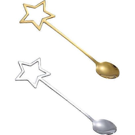 Lot de 2 cuillères à dessert en acier inoxydable, cuillères à café et à glace creuses en forme d'étoile, couverts KBV (1/3)