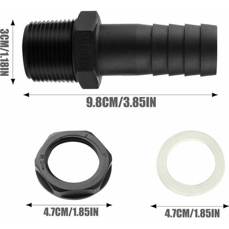 Valvola di sicurezza per serbatoio 25 mm con passaggio murale, adatta per serbatoi da 1000 L - Connettore maschio per raccolta acqua piovana - Compresi guarnizioni (9,8 cm x 2,5 cm x 3 cm) (1/3)