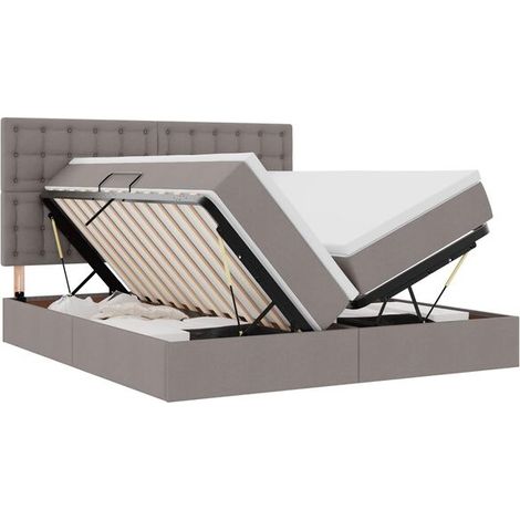 Lit coffre LED avec matelas, taupe, 180 x 200 cm, tissu. (1/5)