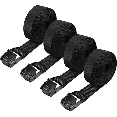 Spanngurte 4 Stück, 300cm Schwarz, 2cm Breite, mit Ratsche