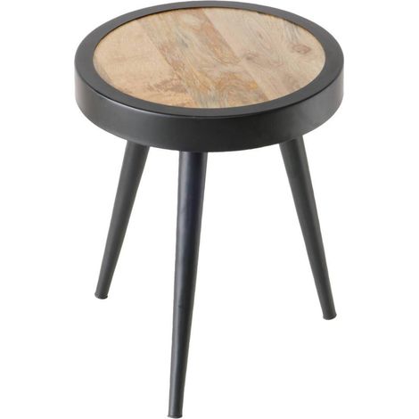 Boltze Tavolino ELLIE nero e legno elegante 34,5x34,5 cm