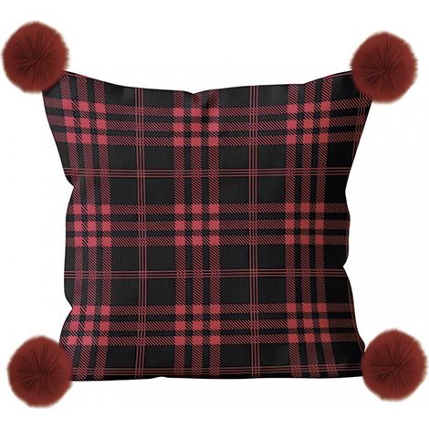 Coussin en polaire microfibre 45x45 cm CARREAUX TARTAN, par Soleil d'ocre