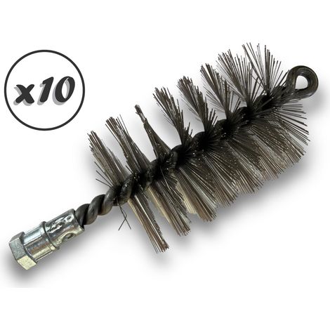 Lot de 10 Brosses à tube PRO INOX Ø 70 mm Raccord M12175 femelle Ame en acier torsadé Nettoyage brossage tube et canalisation Kibros 41SCI70x10