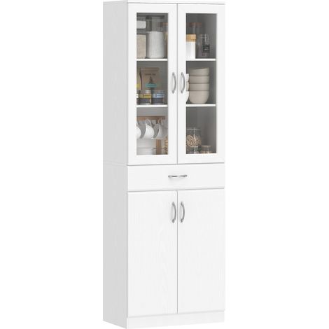HOMCOM Mobile Cucina Alto con 2 Armadietti e un Cassetto 60x35x180 cm, Bianco