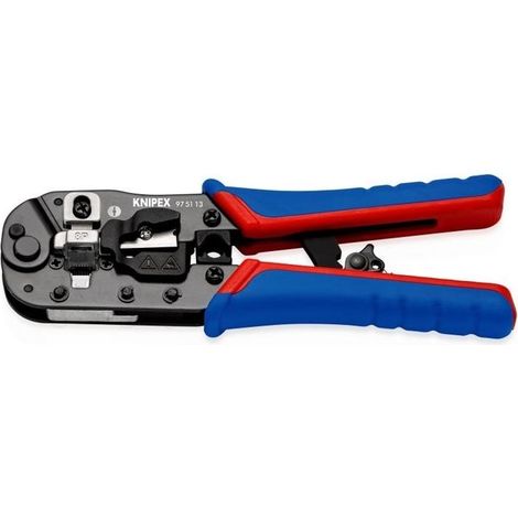 KNIPEX 97 51 13 Crimpatrice per connettori tipo western RJ45 con manici multicomponente brunita 190 mm