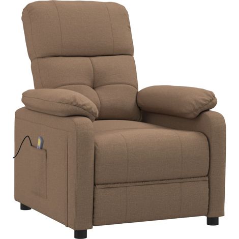 Fauteuil de massage, Fauteuil de relaxation confort détente, Chaise de Salle de Séjour Marron Tissu ZSD40555 (1/5)