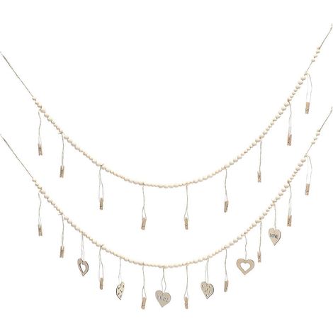 Guirlande de perles en bois, support photo en macramé, 4 pièces (1/5)