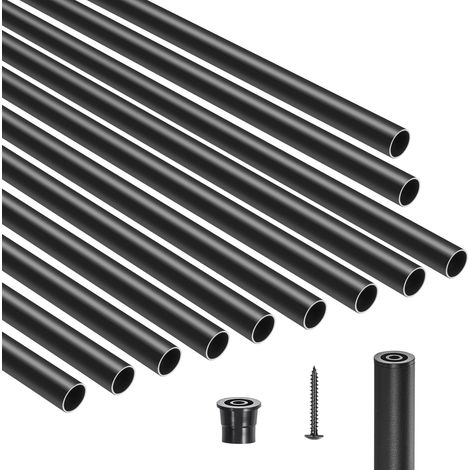Mophorn 26-Zoll-Treppengeländerstäbe aus Aluminium, 101er-Pack, 3/4-Zoll-wasserdichte runde Metallspindeln mit Geländerkappen und Schrauben für Veranda, Terrasse, Treppe – Mattschwarz