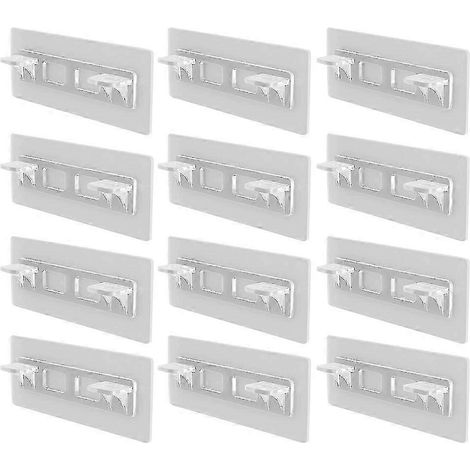 Lot de 12 supports adhésifs blancs pour étagères, bibliothèques et armoires (1/2)