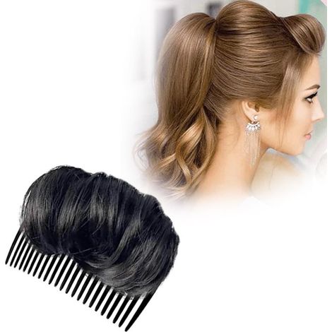 Peigne à cheveux pour demi-chignon, pince à cheveux, ornement de cheveux, barrette rehausseuse, noir (1/3)