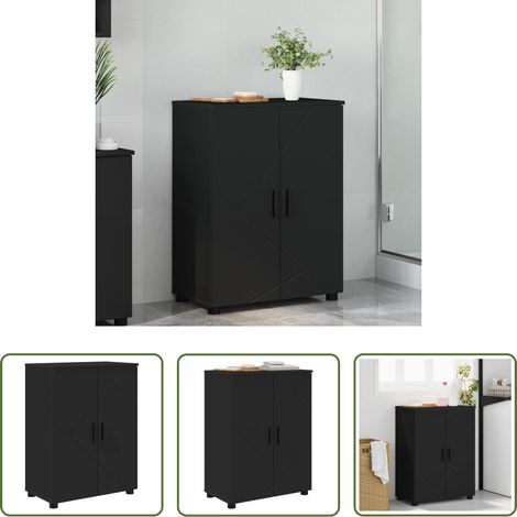 vidaXL Rangement moderne -  Cabinet de salle de bain avec stockage Noir 60 x 35 x 80 cm (1/5)