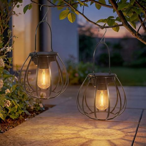 Solarlaternen, sphärisches Gitter, warmweißes LED-Licht, IP65 wasserdicht, Garten, Terrasse (1/5)