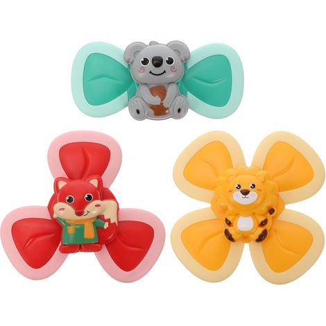 3 pcs Ventouse Spinner Jouet Animal de Bande Dessinée Spin Sucker Spinner Jouet Table Sucker Gameplay Jouet D'apprentissage Précoce Jouet De Bain pour Bébé Enfants, (1/5)