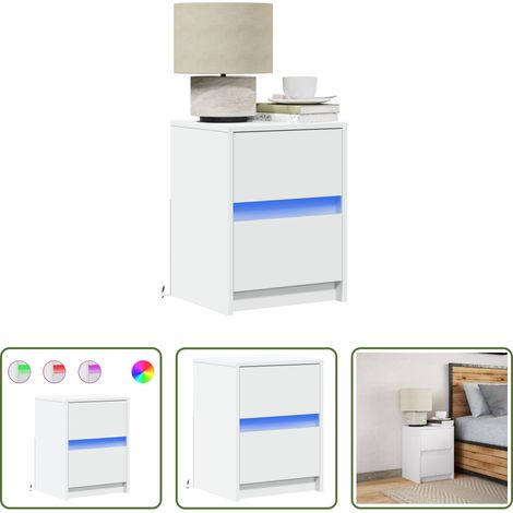 Lumière LED - Armoire de chevet avec lumières LED blanc bois d'ingénierie (1/5)