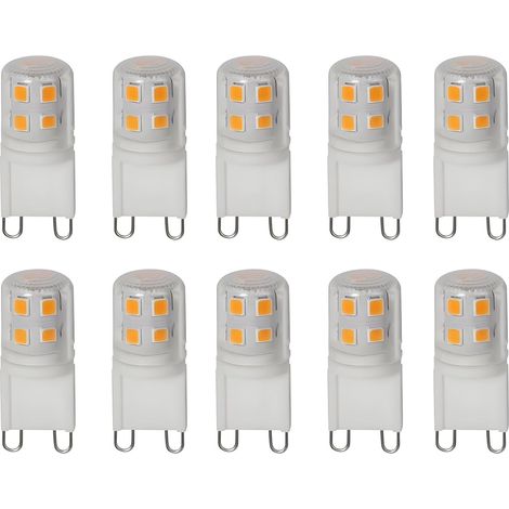 G9 ampoules LED 2W blanc chaud 3000k, 25W remplacement des ampoules halogènes, non dimmable, ampoules à base de broche G9, ac220-240V, angle de faisceau 360°, paquet de 10 (1/5)