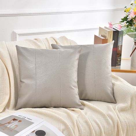 Black and white patchwork pillowcase, perfect for home living room decoration, sofa cushions, PU patchwork American minimalist style pillowcase -- 6060 -- light gray