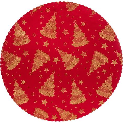 Set de table rond velours rouge - Atmosphera créateur d'intérieur