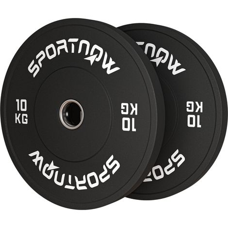 2er-Set Hantelgewichte, 2 x 10kg Gewichte, Hantelscheiben-Set, Gewichtsscheiben für 5 cm Hantelstange, Ø 50 mm Bohrung, Schwarz