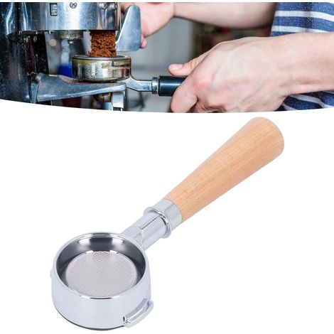 58-mm-Aluminium-Kaffeefilter mit einfachem Tamper und abnehmbarem Holzknopf, bodenlos (1/5)