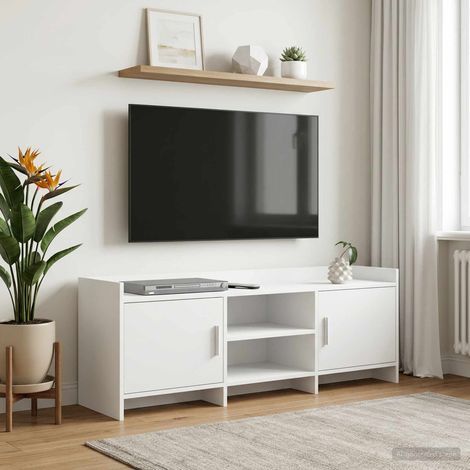 vidaXL Meuble TV 130 x 33 x 47 cm Blanc Bois d'ingénierie (1/5)