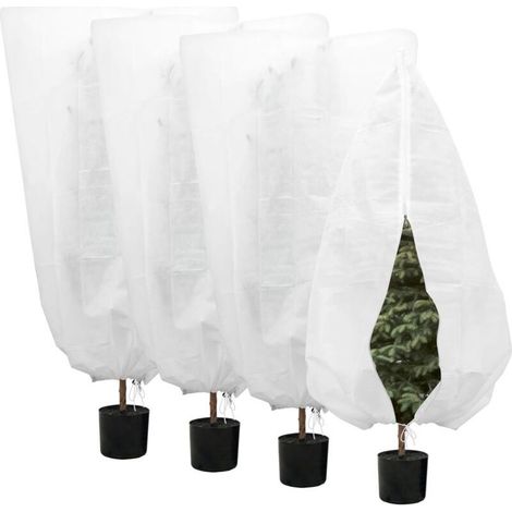 LaBlanc – 4er-Set Winterabdeckungen für Pflanzen im Freien, 100 x 120 cm, schützende Pflanzenabdeckung mit Kordelzug und Reißverschluss, wiederverwendbare Winterabdeckung gegen Frost (1/3)