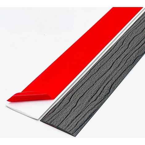 Barre de seuil en PVC de 100 cm, barre de transition de sol, barre de sol composite, séparateur de sol et de porte auto-adhésif - Texture gris foncé (1/5)