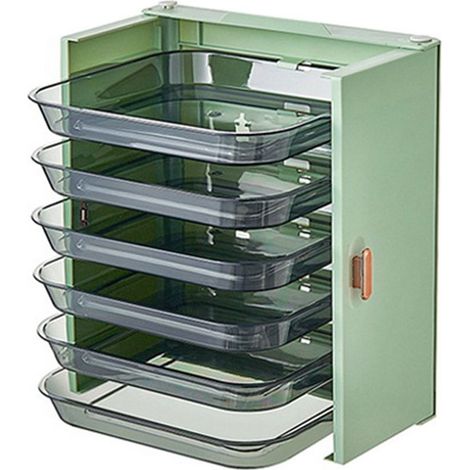 Étagère Murale de Cuisine 6 Niveaux Pliante, Rangement pour Plats et Ustensiles, Organisateur Vert Clair (1/5)