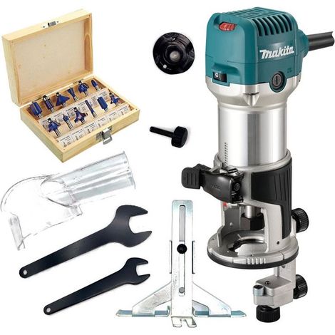 Makita RT0702CX4 1/4"" Router / Laminate Trimmer with Trimmer Guide 240V + Set (1/5)