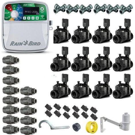 Rain Bird – Kit d'irrigation automatique 12 zones 24V – Programmateur et électrovannes inclus – Connexion directe au tuyau de 32 mm – Fabriqué en Espagne (1/4)