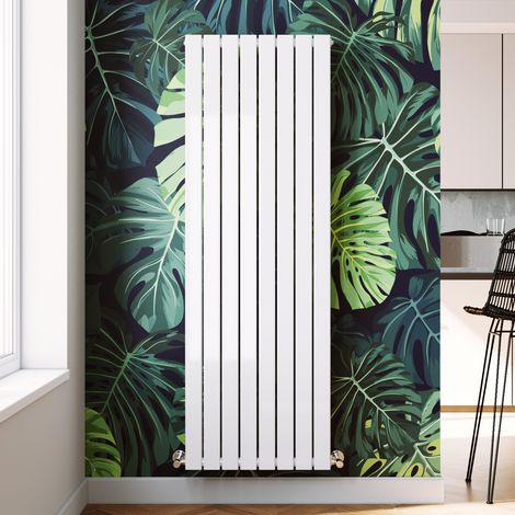 ELEGANT 1800 x 608 White Vertical Radiator Double Modern Flat Column Radiator Central Heating Radiators Designer Radiators + Anthracite Thermostatic Radiator Valves (1/5)