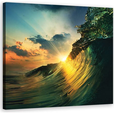 Tableau sur toile Coucher de soleil Vagues Nature 60x60 (1/5)