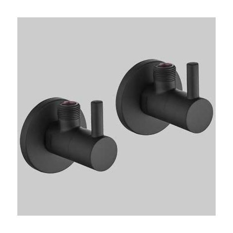 COPPIA RUBINETTI SOTTOLAVABO TONDO NERO - 1/2 x 3/8 - 1 confezioni - MADE IN ITALY