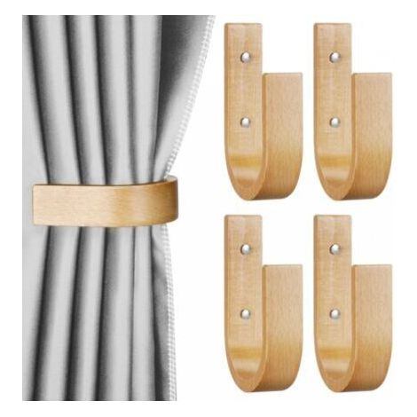 Set mit 4 U-förmigen Gardinenhaltern aus Holz – zur Wandmontage. Eigenschaften: Holz. Gardinenhalter. (1/4)
