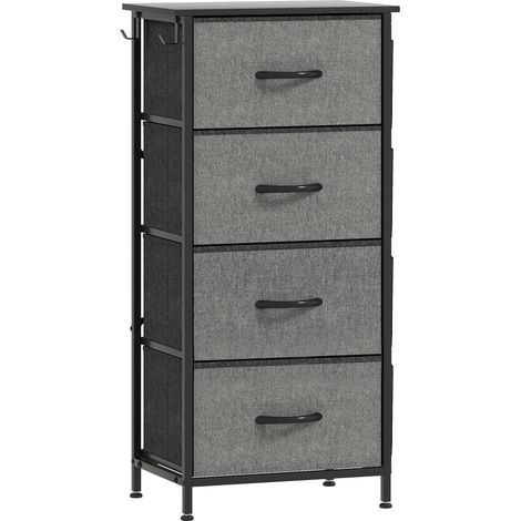 Commode Kererie chiffonnier 4 tiroirs tissu gris (1/5)