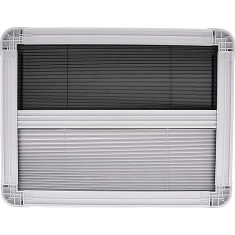 Fenêtre à poussée RV, construction en aluminium durable, ventilation améliorée, Noir et Blanc (1/2)