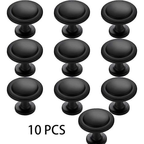 KLVGTIFS PU - Lot de 10 poignées de porte de cuisine, poignées de tiroir de 3,2 cm (1-1/4 po), poignées d'armoire, poignées de tiroir en zinc noir mat, poignées de porte