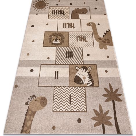 KIDDO Teppich 3868 beige / creme, Hopse, Tiere für Kinder, sensorisch beige 80x150 cm (1/5)