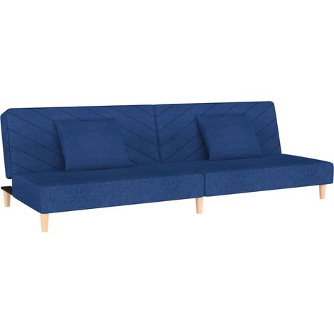 Canapé-lit，Canapé convertible à 2 places avec deux oreillers bleu tissu CFW54620 (1/5)