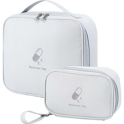 Lot de 2 trousses de premiers secours, sacs à médicaments vides, trousse de premiers secours, sacs médicaux portables gris(A) (1/5)