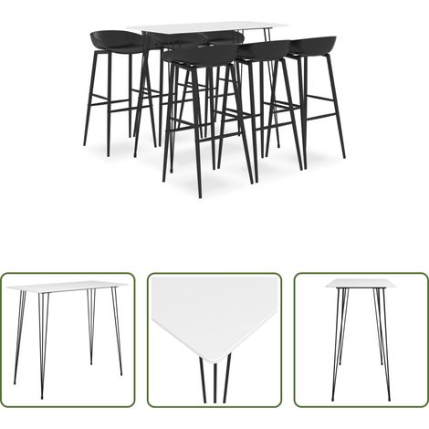 Tabouret de bar -  Ensemble de bar 7 pcs Blanc et noir (1/5)