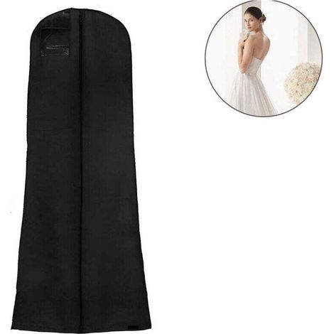 Bolsas grandes para ropa, bolsa de almacenamiento a prueba de polvo de 180 cm, bolsa para vestido de novia, negra - Crezuo