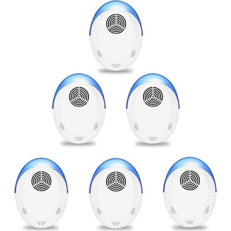 Répulsif à ultrasons anti-insectes (lot de 6) - Solution électronique efficace contre les cafards, insectes, souris, fourmis, moustiques, puces et mouches - Dispositif de défense anti-insectes (1/5)