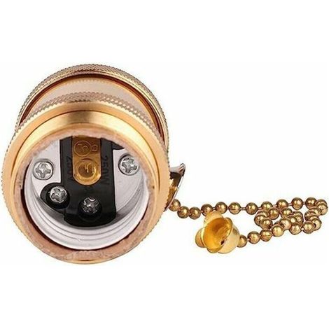 Tigrezy Vintage Support pour Ampoule E27 Douille Culot de Lampe Avec Interrupteur de Chaîne en Cuivre Laiton Couleur Cuivre (1/3)