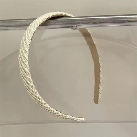 Diadema de punto para mujer (1 unidad), elegante, antideslizante, elástica, de color liso, suave para uso diario, color blanco roto. (1/5)