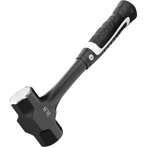 Vorschlaghammer • Aus Kohlenstoffstahl mit Achtkant-Kopf • Schockabsorbierender Fiberglas-Stiel • Für Abbruch-, Bau- und Renovierungsarbeiten • Robuster Maurerhammer mit Sicherheitsgriff，（3LB ）