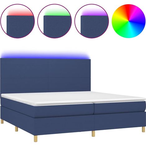 Maison Exclusive - Letto a Molle Materasso e LED Blu 200x200cm in Tessuto (1/5)
