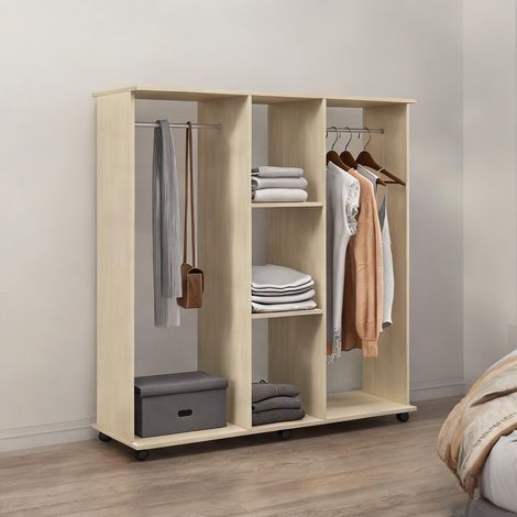 Armoire bois naturel en panneaux de particules 120 x 40 x 128 cm (1/5)