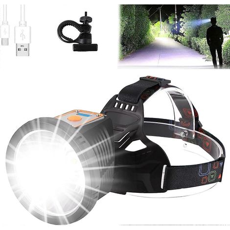 Lampe frontale LED rechargeable, lampe de vélo ultra-lumineuse, lampe frontale multifonction avec 4 modes, lampe frontale étanche IPX5 pour le camping, la randonnée, le cyclisme et la course à pied. (1/5)