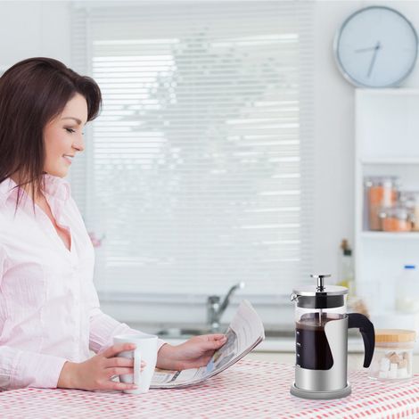 Cafetière à piston de 350 ml en acier inoxydable 304 et verre résistant à la chaleur (1/5)