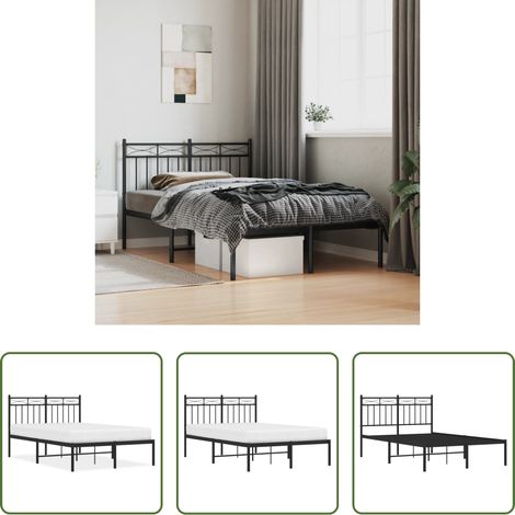 Metallbett - Bettgestell mit Kopfteil Metall Schwarz 120x200 cm (1/5)